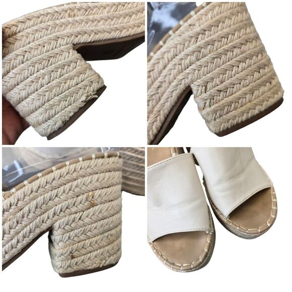 Top Moda Women's 5.5 Ivory Cream Espadrille Chunky Heel Mules Sandals - Picture 15 of 16